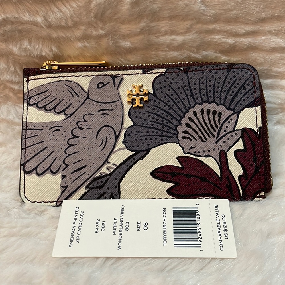 NWT! TORY BURCH Emerson Zip Card Case  Coin Holder
